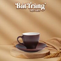 Cốc sứ Espresso Bát Tràng 70ml kèm đĩa men màu BT-LS12