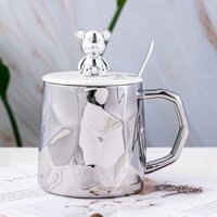 Cốc Sứ Gấu Bearbrick có nắp ly sứ uống nước Decor bàn học làm việc quà tặng cặp đôi xinh xắn