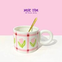 Cốc sứ hình bông hoa kèm muỗng
