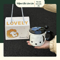 Cốc sứ hình chú chó Pacha có nắp làm quà tặng sinh nhật cho bạn gái, Ly sứ lưu niệm Hàn Quốc thiết thực