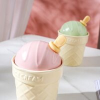 Cốc Sứ Hình Kem Ốc Quế 420ml Kèm Thìa - Làm Quà Tặng, Decor, Trang Trí Cute Dễ Thương