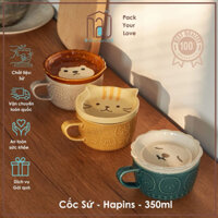 Cốc sứ hình thú xinh xắn làm cốc cho bé, dùng uống nước văn phòng nắp đa năng tiện dụng