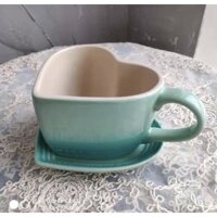 Cốc sứ hình trái tim kèm đĩa kê