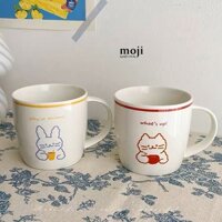 Cốc sứ hộp quà hình hoạ dễ thương 400ml, ly cốc sứ có nắp đậy kèm thìa, cách nhiệt tốt, phù hợp trong các dịp lễ