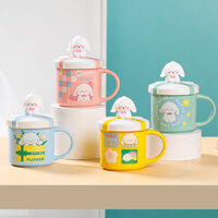 Cốc sứ hộp quà hình hoạ dễ thương 400ml, ly cốc sứ có nắp đậy kèm thìa, cách nhiệt tốt, phù hợp trong các dịp lễ