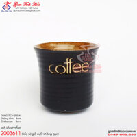 Cốc sứ không quai giả vuốt men đen lòng gốm khắc chữ Coffee