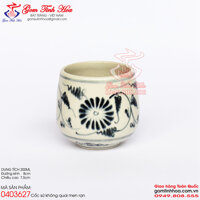 Cốc sứ không quai men rạn vẽ hoa cúc dây