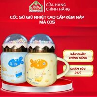 Cốc sứ, ly sứ giữ nhiệt có nắp đậy hạt xinh nhiều màu dễ thương, dùng làm quà tặng