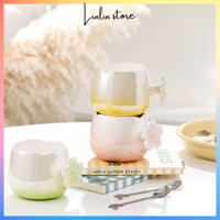 Cốc sứ, ly sứ tráng men cao cấp, tay nắm hình bông hoa làm quà tặng lưu niệm