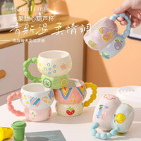 Cốc sứ, Ly uống nước có quai hoạ tiết vẽ tay sắc nét kiểu dáng hiện đại siêu xinh, Dung tích