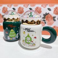 Cốc sứ noel nắp xốp 1097