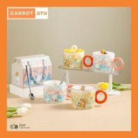 Cốc sứ quà tặng HEALING SERIES họa tiết cánh đồng mùa xuân CARROT.STU dễ thương dung tích 450ml
