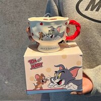 Cốc sứ retro Tom và Jerry, cốc cà phê quà tặng, cốc nước hoạt hình cho các cô gái