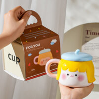 Cốc sứ sáng tạo, cốc có giá trị cao, cốc nước cô gái dễ thương, quà tặng sinh nhật, cốc cà phê gia dụng