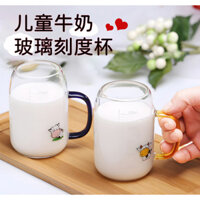 Cốc sữa trẻ em có chia độ, cốc ăn sáng, cốc thủy tinh gia đình để uống sữa bột, cốc thủy tinh borosilicate cao, cốc nước