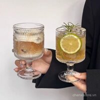 Cốc thủy tinh chạm nổi phong cách Instagram cổ điển Hướng Dương hoa có giá trị cao ly rượu thiết kế cảm giác nước uống nước trái cây cốc nước cao