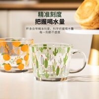 Cốc thủy tinh chịu nhiệt, cốc ăn sáng, cốc cà phê, cốc sữa, cốc nước chia độ cho trẻ em, cốc không nắp gia đình, quà tặng dễ thương cho bé gái