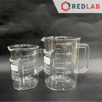 Cốc thuỷ tinh có tay cầm BIOHALL 250ml 500ml, chia vạch trắng, chịu nhiệt cao, có VAT