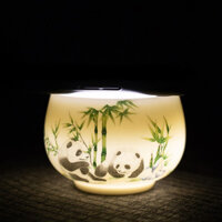 Cốc thủy tinh hình gấu trúc, cốc trà sứ trắng ngọc bích, cốc lớn cá nhân, cốc nếm cao cấp, hộp quà tặng 003