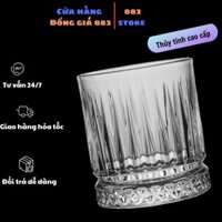 Cốc thủy tinh hoa văn cao cấp trong suốt, Ly thủy tinh đế kim cương dung tích 340ml