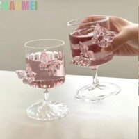 Cốc thủy tinh MAOMEI có trang trí hình con bướm Đèn trang trí sang trọng dành cho nữ
