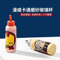 Cốc thủy tinh mờ dòng hoạt hình Marvel 300ml, cốc uống tay chống ăn mòn