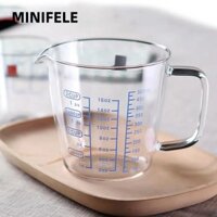 Cốc thủy tinh nướng MINIFELE, Cốc đo Borosilicate cao trong suốt, bền bỉ với tỷ lệ 250ml / 500ml Dụng cụ lò vi sóng Nhà bếp