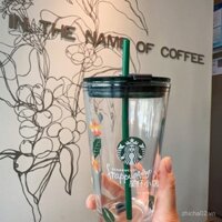 Cốc thủy tinh Starbucks K Cup Classic Straw Cup mới 450ML