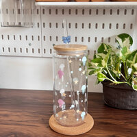 Cốc thủy tinh thiết kế 600ml, Ly thủy tinh chịu nhiệt cao, Cốc thuỷ tinh có nắp,  Set quà tặng miễn phí thiệp và hộp quà