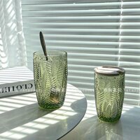 Cốc Thủy Tinh Uống Nước Hình Lá Xanh Đơn Giản