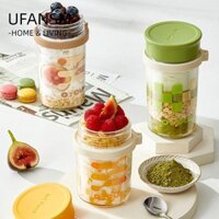 Cốc thủy tinh yến mạch qua đêm, kín khí có nắp và thìa Mason Jars, cốc sữa nước ép chịu nhiệt Cốc sữa chua cầm tay