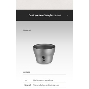 Cốc titanium 2 lớp Glamping NatureHike NH20CJ020