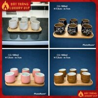 Cốc Tống Nhật  Không Quai KèM Khay - Cốc Uống Trà , Nước Bát Tràng
