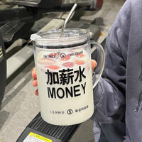 Cốc tốt nghiệp lớn phong cách Ins thời thượng có nắp và ống hút, cốc thủy tinh chịu nhiệt cao quà tặng mùa hè cho nam và nữ