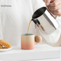 Cốc trà đồ đá GCDHome 70ML có tay cầm bóng bằng gỗ, cốc cà phê bằng gốm cho trà chiều HOT