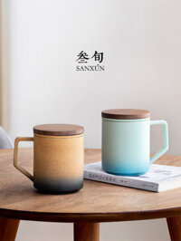 Cốc trà gốm sứ Sanxun Zhixing có nắp lọc cốc nước dành cho nữ và nam giới Cốc tách trà văn phòng