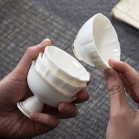 Cốc trà Kung Fu bằng ngọc bích béo cừu Trung Quốc, bộ trà sứ trắng, cốc nếm thử, cốc chính không đều, cốc đơn, đế lót cốc cá nhân ZQWU