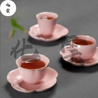 Cốc Trà Ru Kiln Ba Màu [Huayun] Bộ Trà Kung Fu Cốc Trà Nhỏ Gốm Hộ Gia Đình Đơn Master Cốc Trà Nữ Cốc Đơn Lát Hồng