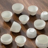 Cốc trà sứ trắng ngọc bích béo Dehua, cốc thử, cốc chính, cốc võ thuật đơn, cốc cá nhân gốm sứ gia đình, bán buôn logo