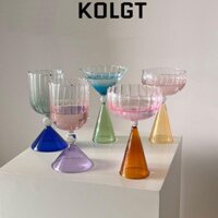 Cốc Tráng Miệng KOLGT, Cốc Kem Thủy Tinh Nhiều Màu Sắc, Cốc Whisky Champagne Rượu Vang Sáng Tạo Thanh