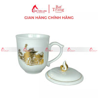 Cốc trắng vẽ vàng gốm sứ Bát Tràng chính hãng Gốm Thiên Long CV122201