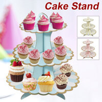 Cốc Tròn 3 Tầng Bằng Acrylic Dụng Cụ Đứng Bánh Cupcake Tháp Trưng Bày Đám Cưới Màu Cam/Xanh Dương/Hồng