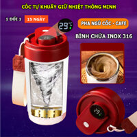 Cốc tự khuấy pha cafe, cốc giữ nhiệt có đồng hồ báo nhiệt chính xác, dung tích 300ml lõi lọc 316