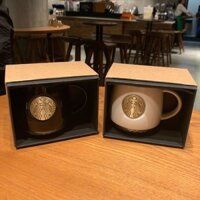 Cốc uống cà phê Starbuck kèm muỗng và nắp bằng sứ chất lượng cao