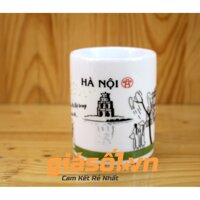 Cốc uống nước cảnh hồ Gươm Hà Nội 350ml gốm sứ Bát tràng 01