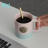 Cốc Uống Nước starbucks Bằng Gốm Sứ Màu Hồng / Xanh Dương gradient 473ml