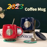 Cốc Uống Nước Starbucks Bằng Đồng Có Nắp Và Muỗng Cà Phê Phong Cách Cổ Điển 2023