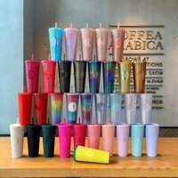 Cốc Uống Nước Starbucks Kim Cương Sức Chứa Lớn 710ml 27 Màu Tùy Chọn Có Nắp Đậy Và Ống Hút