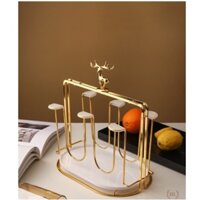 cốc vàng gương có khay hứng nước kèm núm bọc chống trượt Decor đầu Hươu 2022 | ÚP CỐC HƯƠU VÀNG