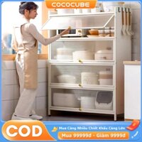 COCO Kệ Nhà Bếp Đa Năng 3/4/5 Tầng,Thép Carbon Màu Đen, 100cm Chống Bụi Dung tích lớn tủ đựng chén